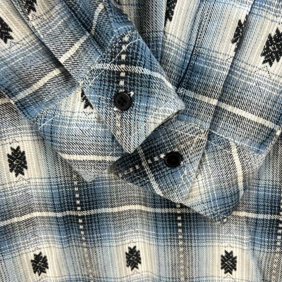 Dylan Tunic Dress Women's Size S Blue Black V-neck Flannel Southwestern Plaid - Picture 7 of 10